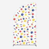 Aperturee - Aperturee Colorful Pet Paw Print Happy Birthday Half Moon Arch Backdrop